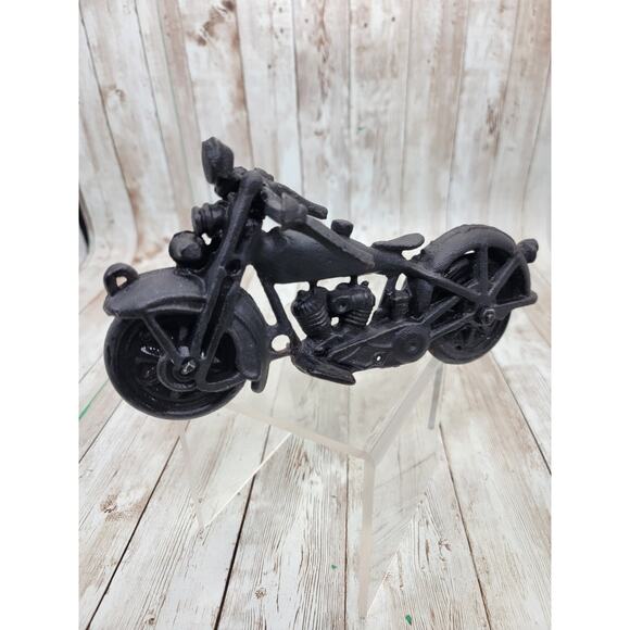 Vintage Cast Iron Motorcycle Black Decor - Picture 1 of 9